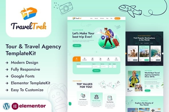 Travel Trek - Elementor Template Kit for Travel and Travel Agency